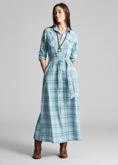 Women's Ralph Lauren Plaid Cotton Shirt Dress | 687059IPD